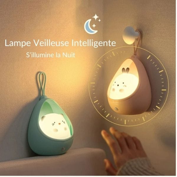 Veilleuse en silicone en forme de chat allumée