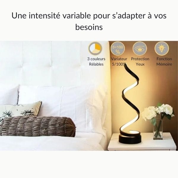 Détail de la base de la lampe et son design minimaliste