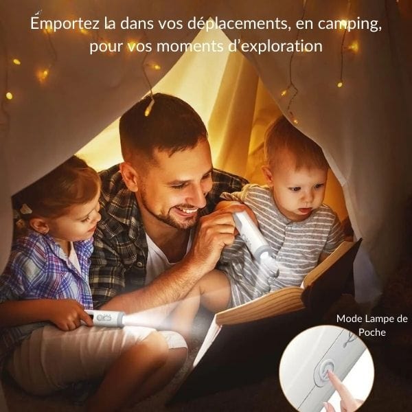 Veilleuse LED allumée dans un couloir sombre