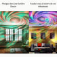 Vue rapprochée d'un projecteur LED avec tourbillons colorés