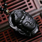 Pendentif Bouddha en obsidienne noire, vue de face