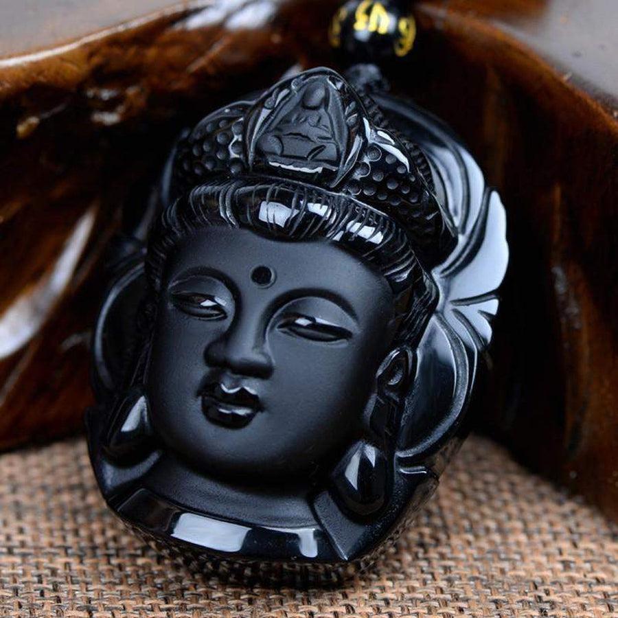 Pendentif Bouddha en obsidienne, protection énergétique