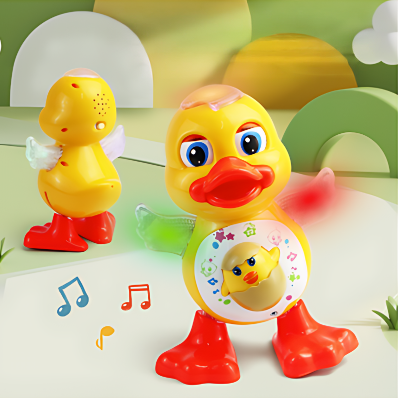 Gros plan sur le canard jouet vibrant avec couleurs vives