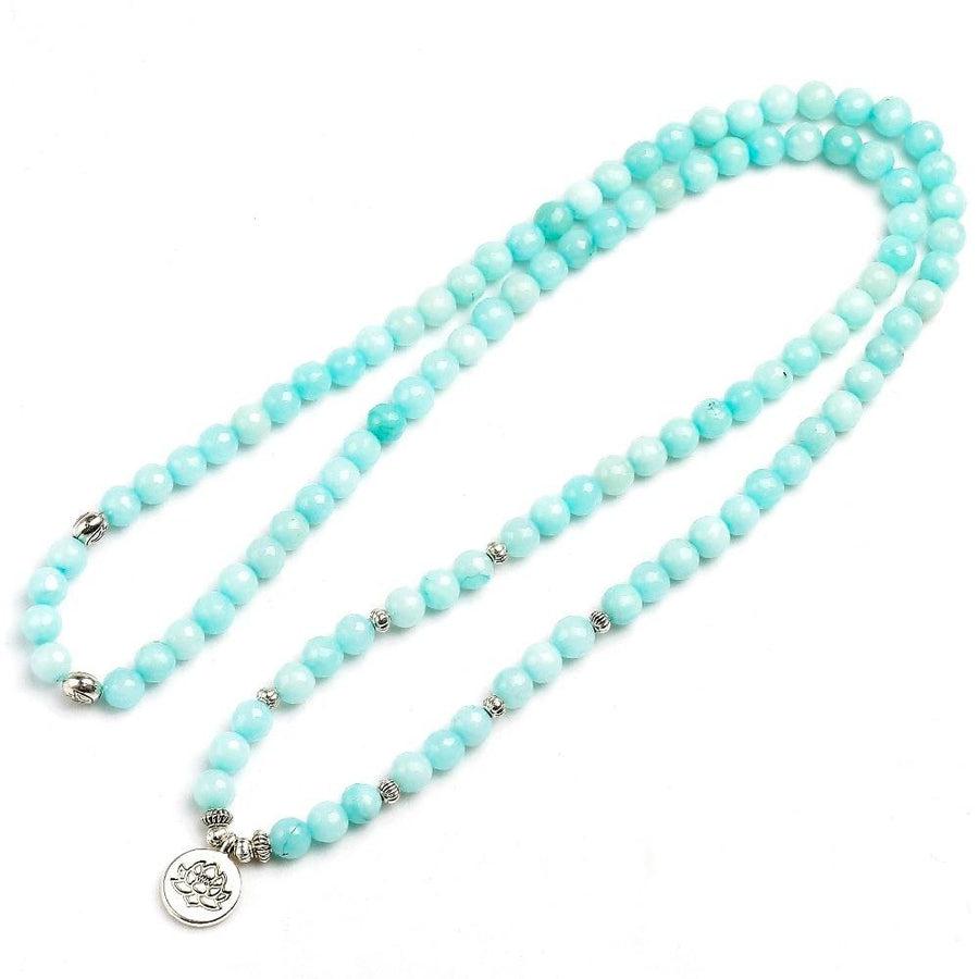 Mala en calcédoine bleue avec médaillon arbre de vie