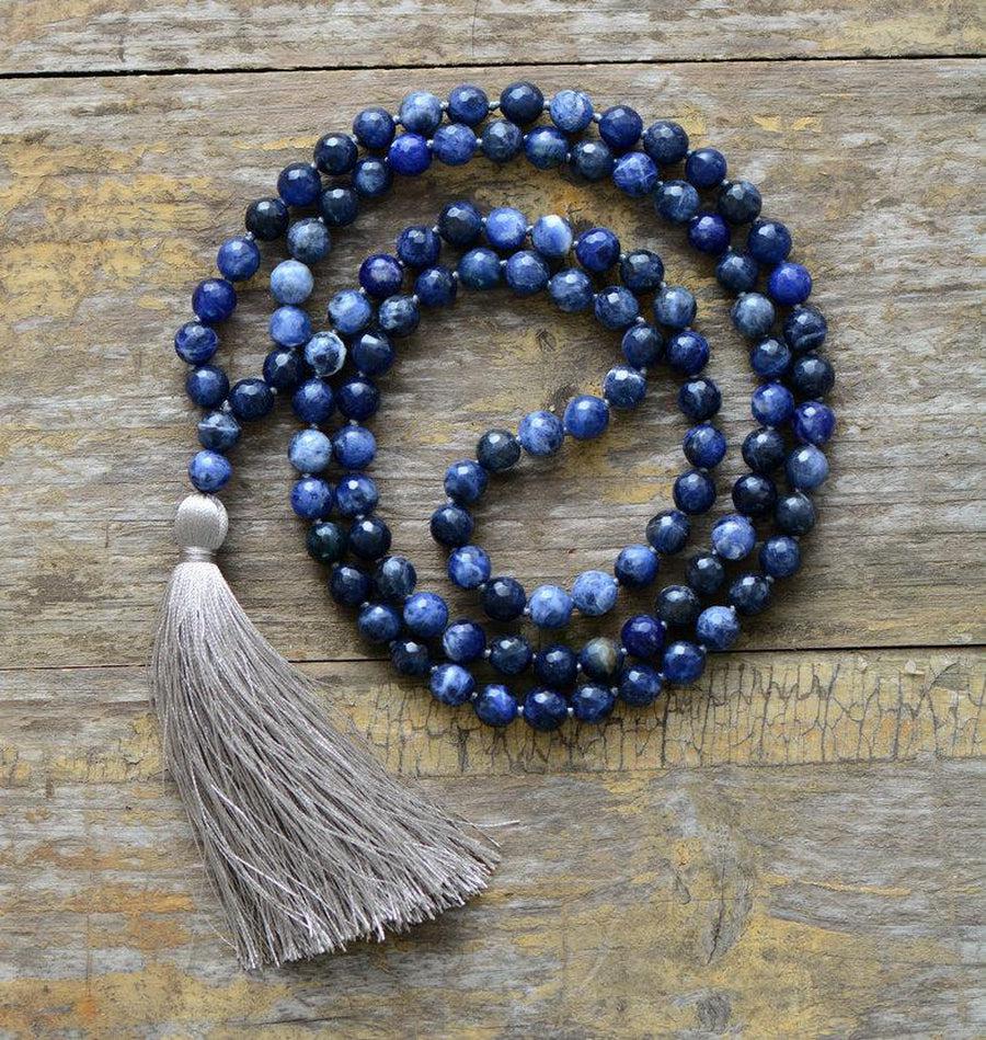 Mala en sodalite monté à la main, perles de 8 mm