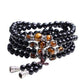 Mala de 108 perles en œil de tigre et obsidienne