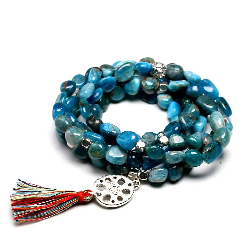 Mala complet en apatite bleue, élégant et apaisant