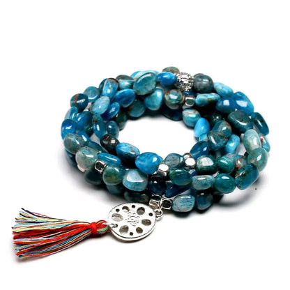 Mala complet en apatite bleue, élégant et apaisant