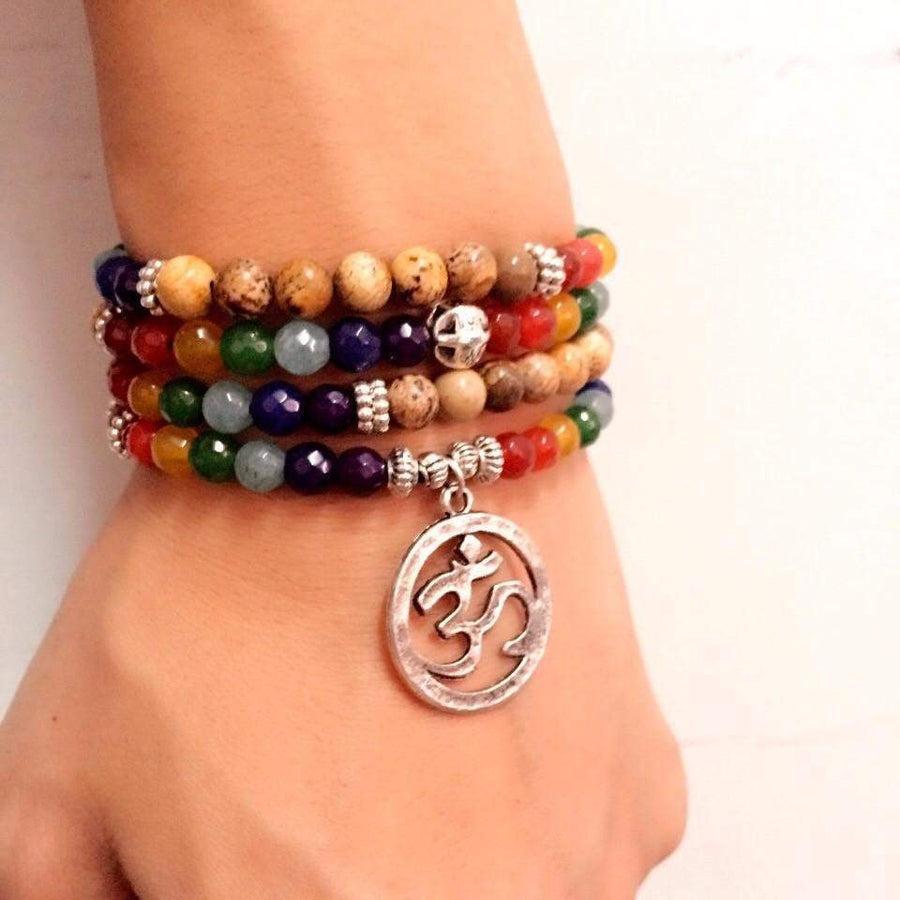 Vue d'ensemble du Mala 7 chakras posé à plat