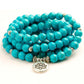 Mala en turquoise véritable avec 108 perles et lotus