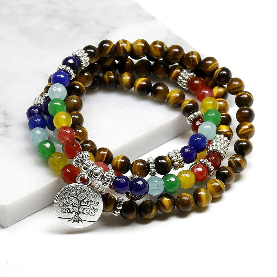 Collier Mala complet avec 108 perles colorées