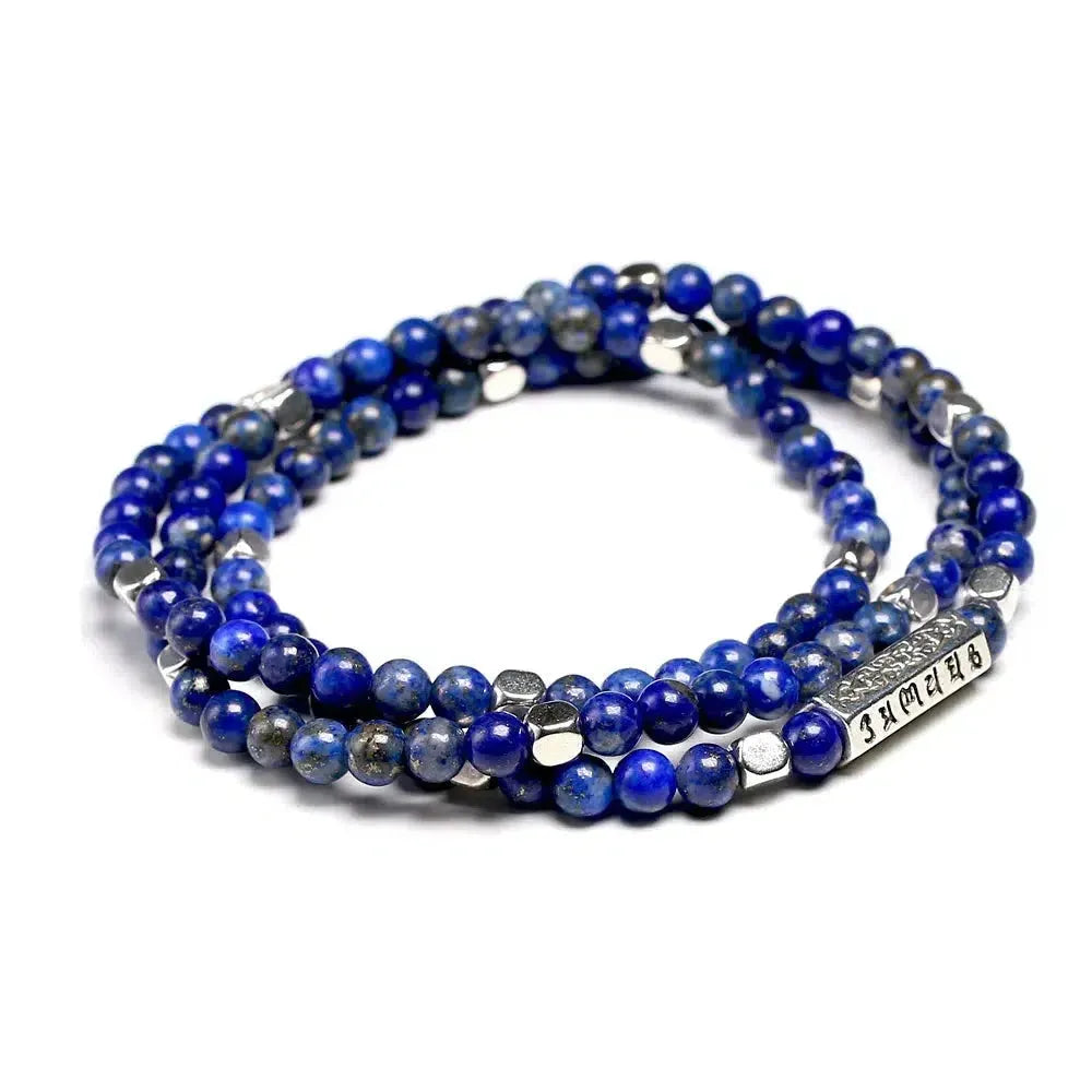 Mala tibétain en Lapis Lazuli avec perles rondes bleues