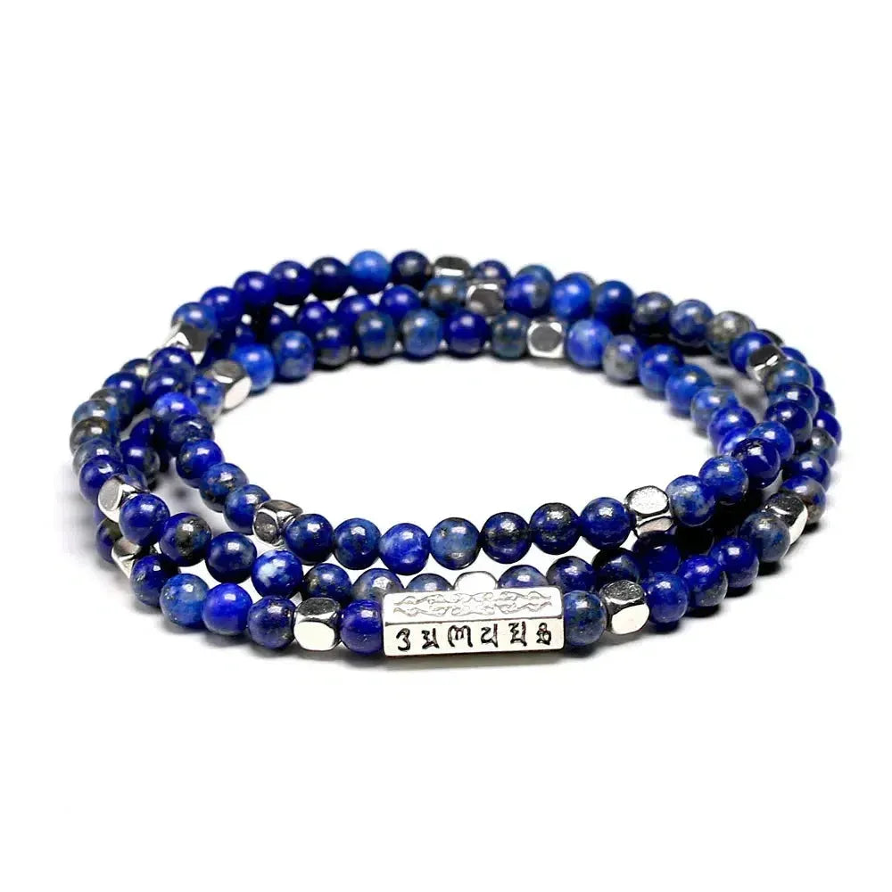 Mala complet en Lapis Lazuli avec perles et nœud