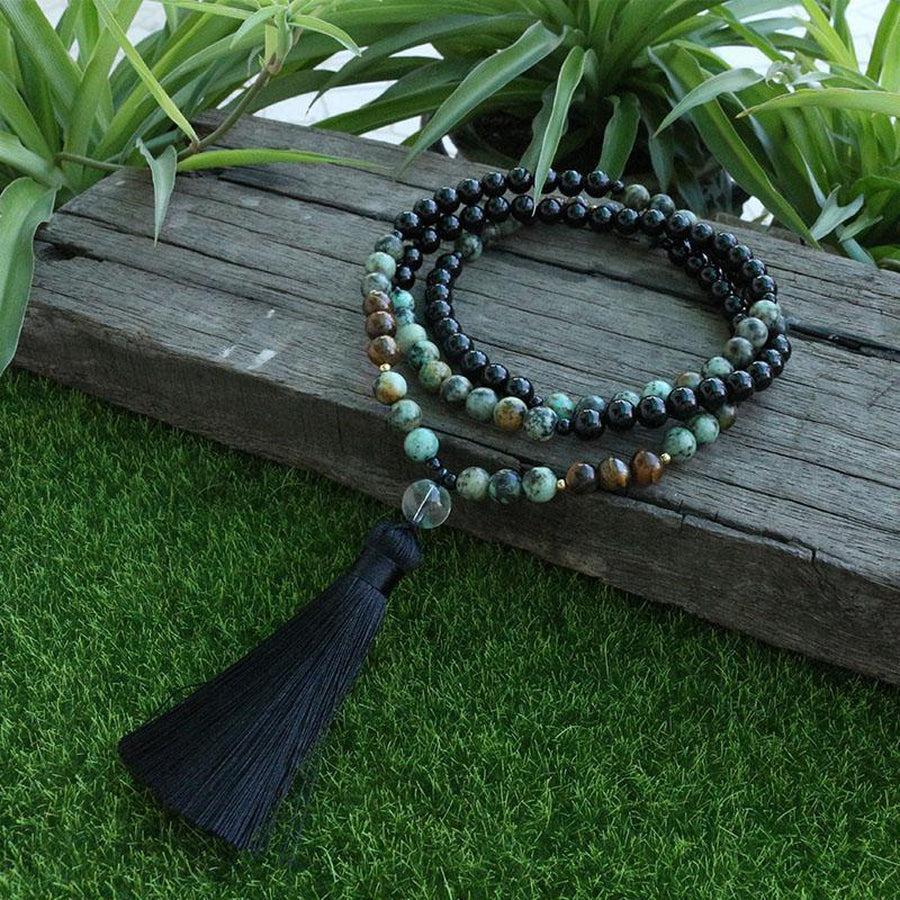 Détail des perles de 8 mm du mala méditation