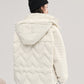 Manteau blanc cassé avec capuche et fermeture éclair