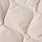 Détail du col en fourrure Pilou Pilou sur manteau beige