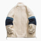 Manteau crème et bleu marine en laine pour homme