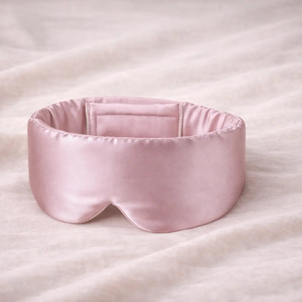 Masque de nuit rose avec bandeau élastique ajustable