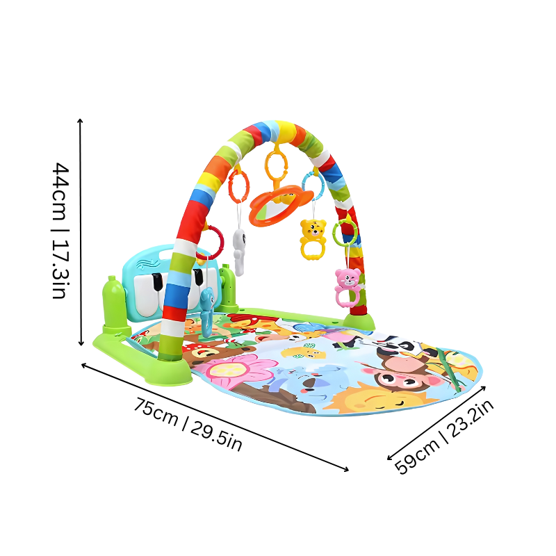 Tapis d'éveil musical avec jouets suspendus colorés