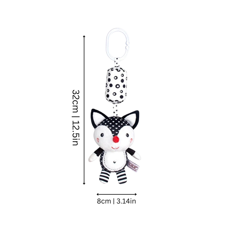 Hochet en coton avec motifs d'animaux et clip pratique