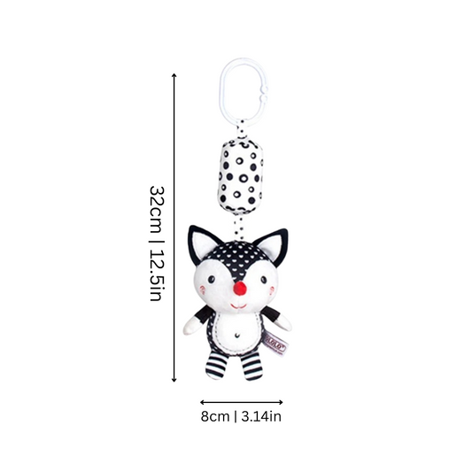 Hochet en coton avec motifs d'animaux et clip pratique
