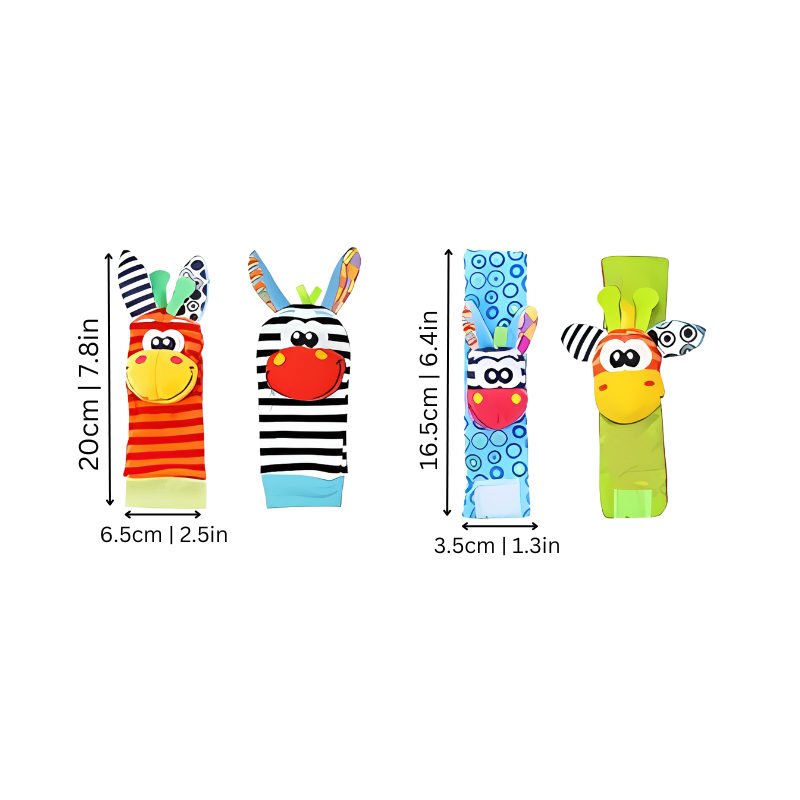 Hochets bébé colorés avec velcro pour mains et pieds
