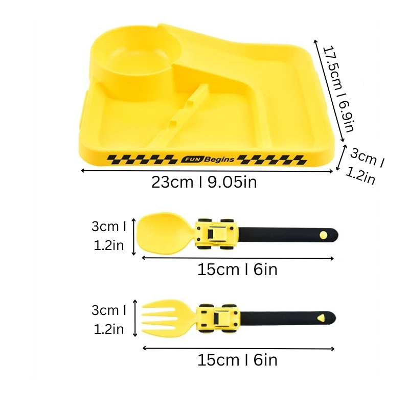 Kit de vaisselle enfant avec thème chantier coloré