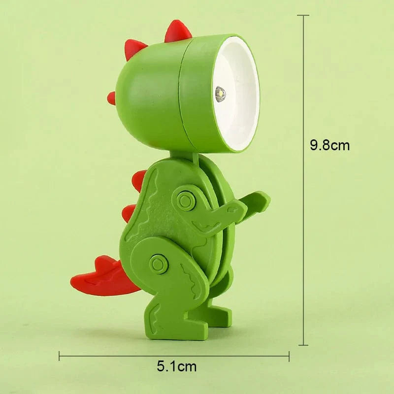 Veilleuse dinosaure verte, design amusant avec pattes et tête ronde