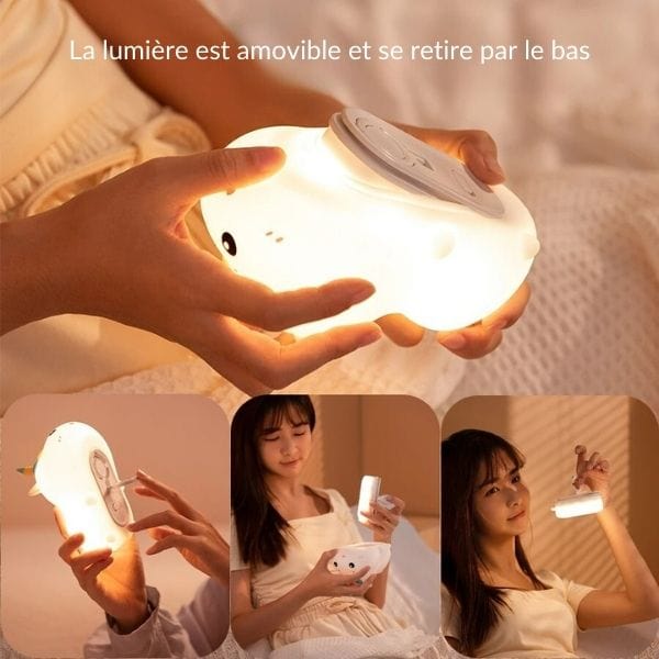 Vue latérale de la veilleuse licorne éteinte