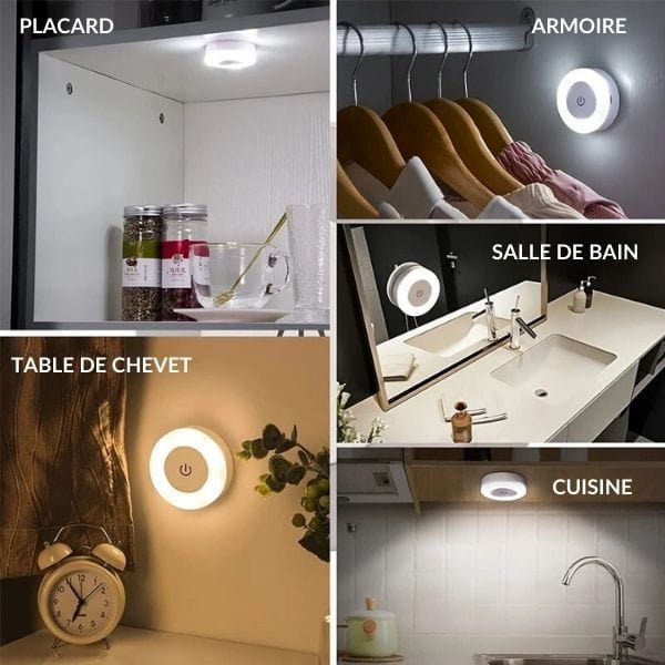 Installation facile de la veilleuse LED sur une armoire