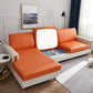 Vue d'ensemble d'un canapé recouvert de simili cuir orange