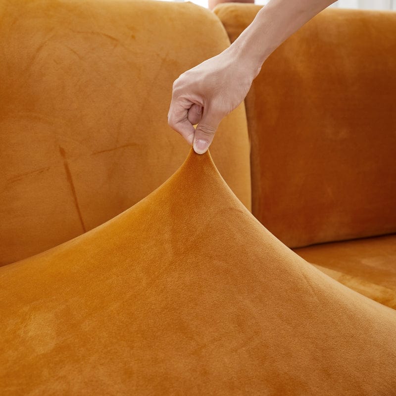 Détail de la couture sur la housse en velours