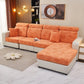 Housse polaire orange avec motif ours sur coussin de canapé