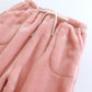 Pantalon pyjama polaire rose pastel sur fond blanc