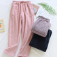 Pantalon pyjama rose en Pilou avec cordon de serrage