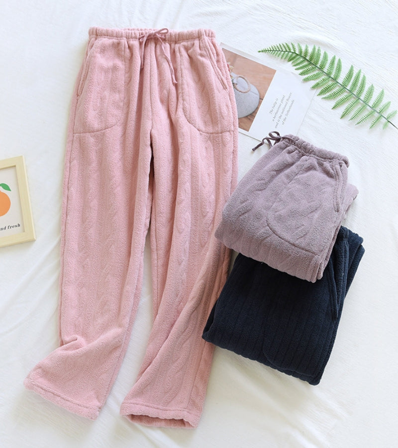 Pantalon pyjama rose en Pilou avec cordon de serrage