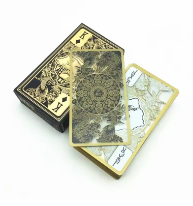 Paquet de cartes étanches, design marbre et or