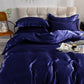 Housse de couette satinée, couleur bleu foncé, élégante