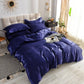 Taies d'oreiller en satin polyester, bleu foncé, confortables