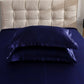 Taies d'oreiller satinées, polyester, bleu foncé, douces