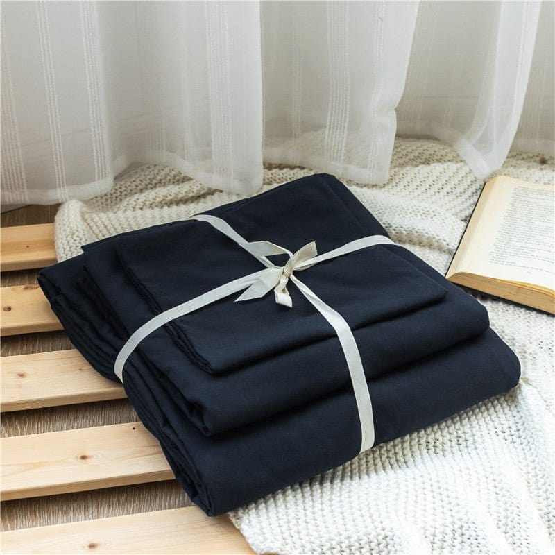 Ensemble de lit bleu marine avec housse de couette et taies d'oreiller