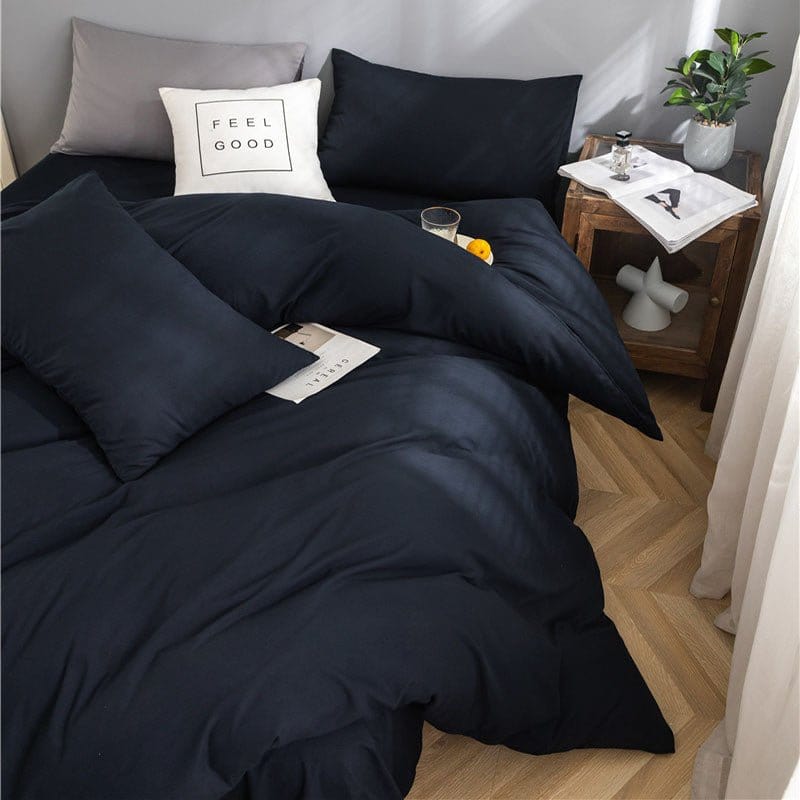 Ensemble de lit bleu marine avec drap-housse et housse