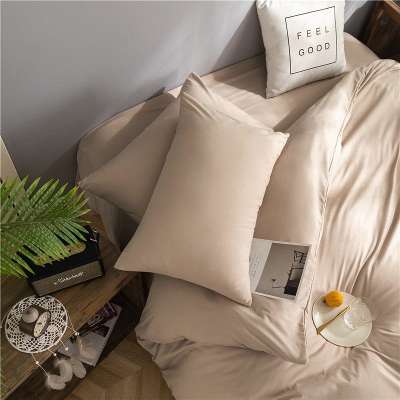 Vue latérale de la housse de couette sur un lit