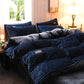 Housse de couette en velours bleu marine avec fermeture éclair
