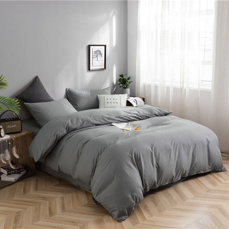 Deux taies d'oreiller assorties en tissu doux gris clair