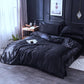 Ensemble complet de lit noir en satin, drap et taies inclus