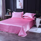 Parure de lit rose en satin polyester avec drap housse