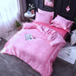 Parure de lit complète en satin polyester rose