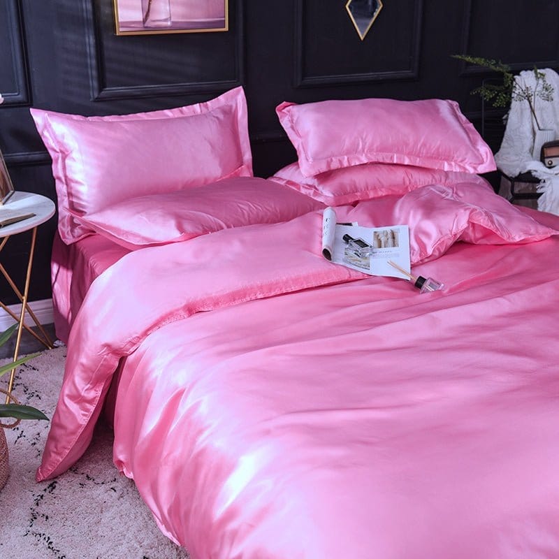 Détail des coutures de la housse de couette satinée