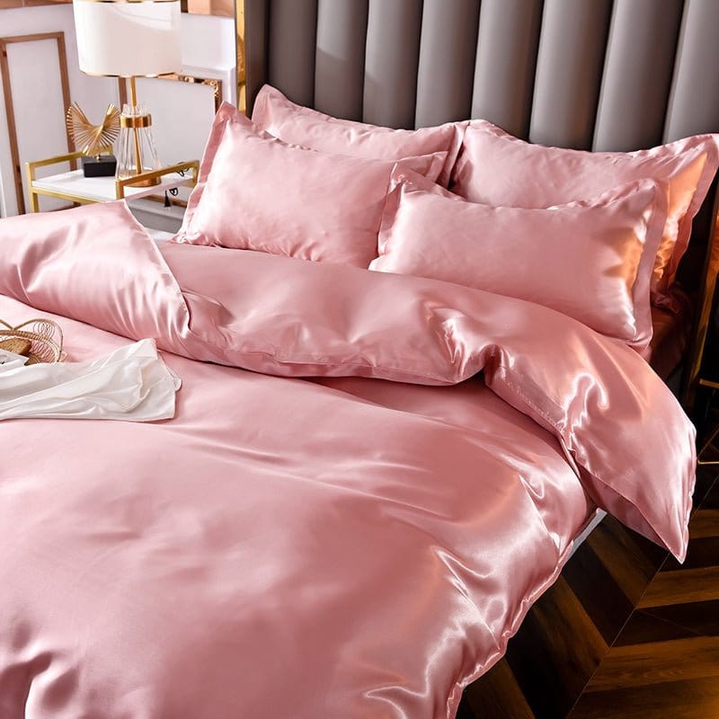 Drap de lit en polyester doux, couleur rose pêche